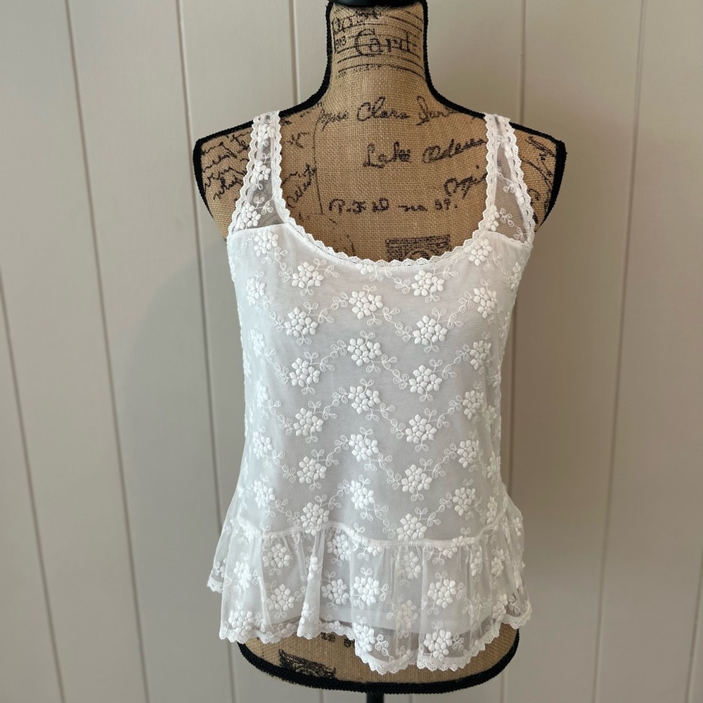 White Women Floral Tank.